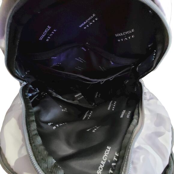 SOULCYCLE X STATE‎ Exclusive Lennox Large Backpack Gray White Camo Skulls
